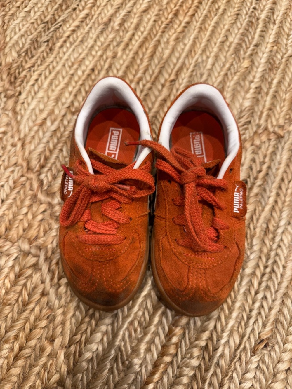 Puma Kids Orange Suede Low-Top Sneakers